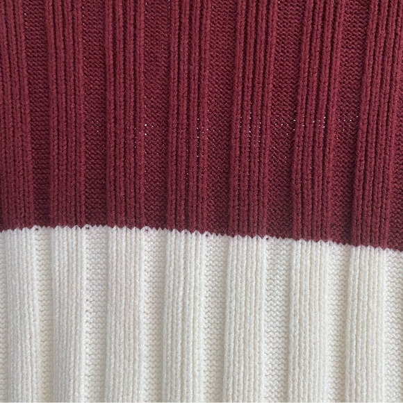 Future Collective XXL Rugby Striped Burgundy and Cream Sweater Mini Dress - Picture 7 of 11